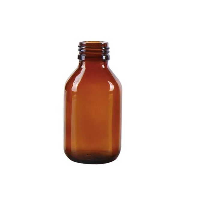 Producător Sticle de medicamente din sticlă maro chihlimbar de 100 ml bine concepute. Sticla de sticlă cu sirop farmaceutic