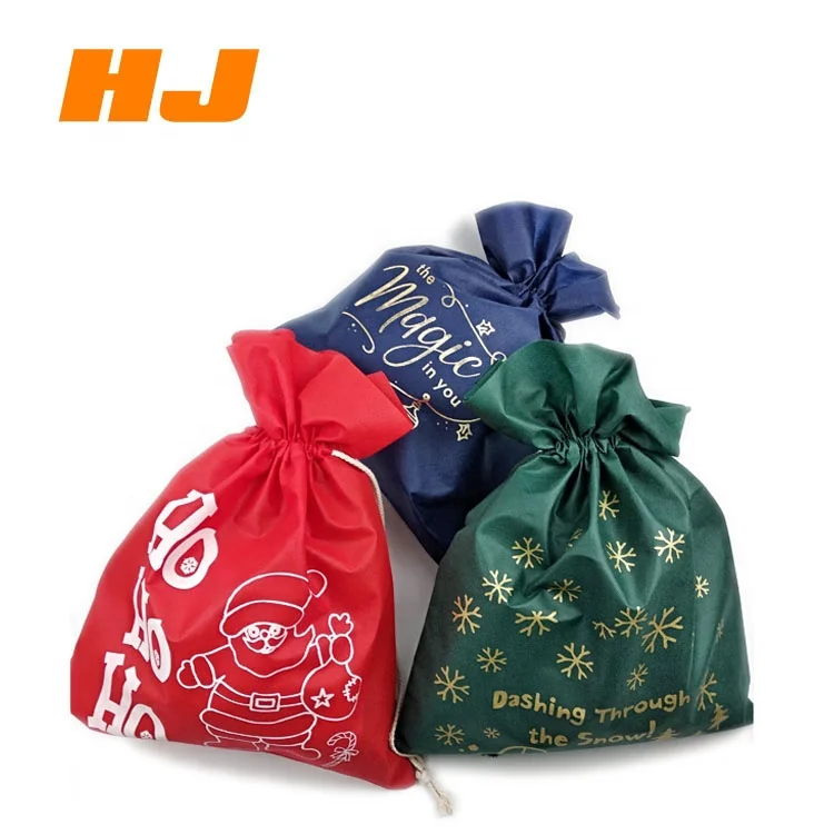 Wholesale Reusable Non Woven Fabric Drawstring Christmas Eco Shopping Gift Bags Christmas