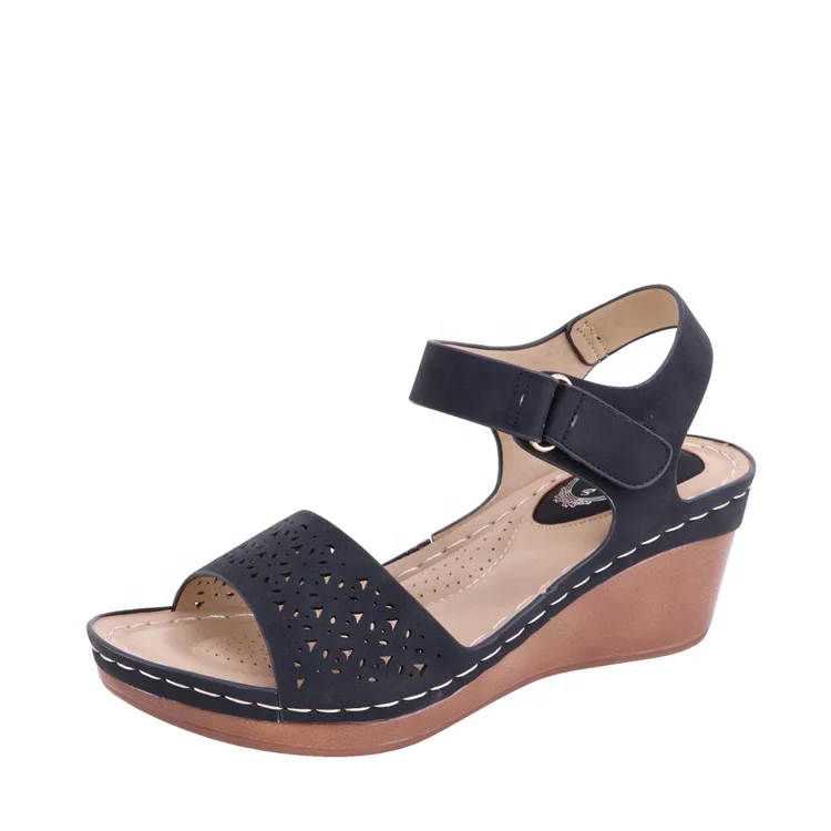 new summer casual comfort women PU wedge heel slides sandals shoes