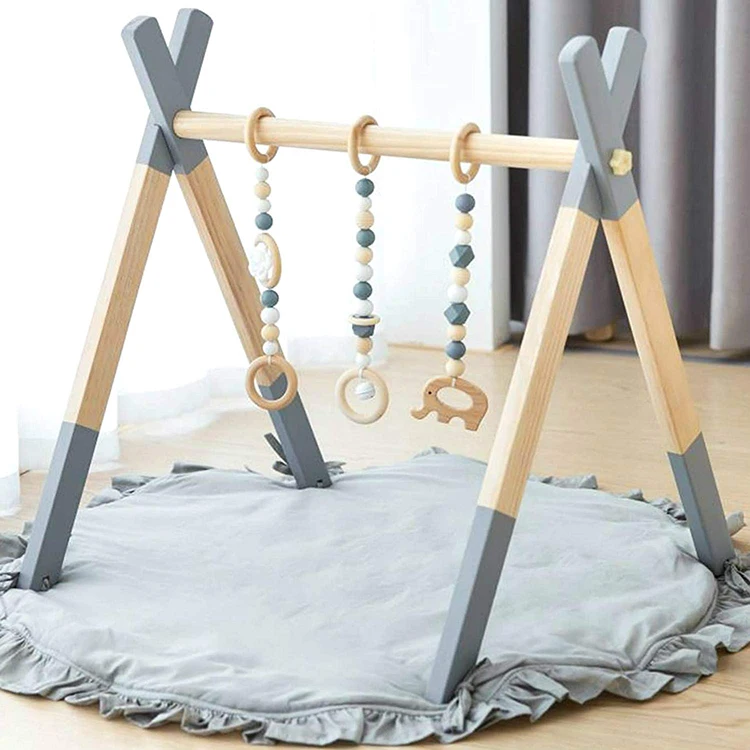 Buy Avrsol Foldable Wooden Baby Gym with 5 Toys - Natural Playset