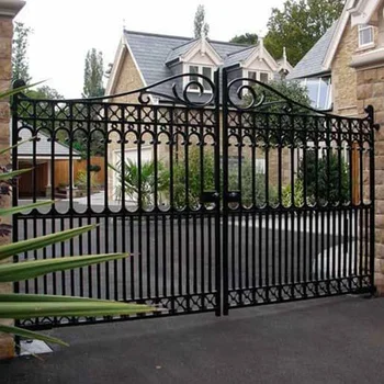 Electric translation courtyard gate wrought iron villa outdoor gate stainless steel garage country yard door