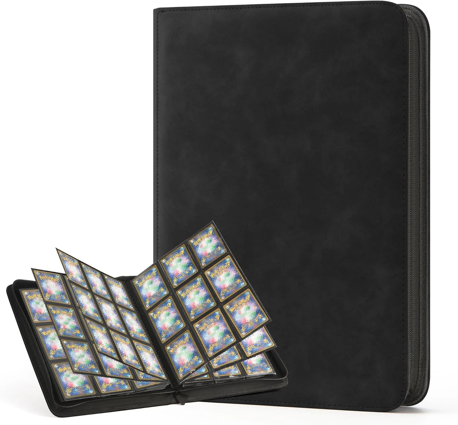 ringless card binder TopDeck 500 Zip Pro - 9-Pocket Pages Side Load Sleeve TCG Storage Portfolio, Compatible with Pokemon, Yu-Gi-Oh, One Piece, MTG, Comic Trading Collectible Cards 1000+ Pockets Trading Card Binder,