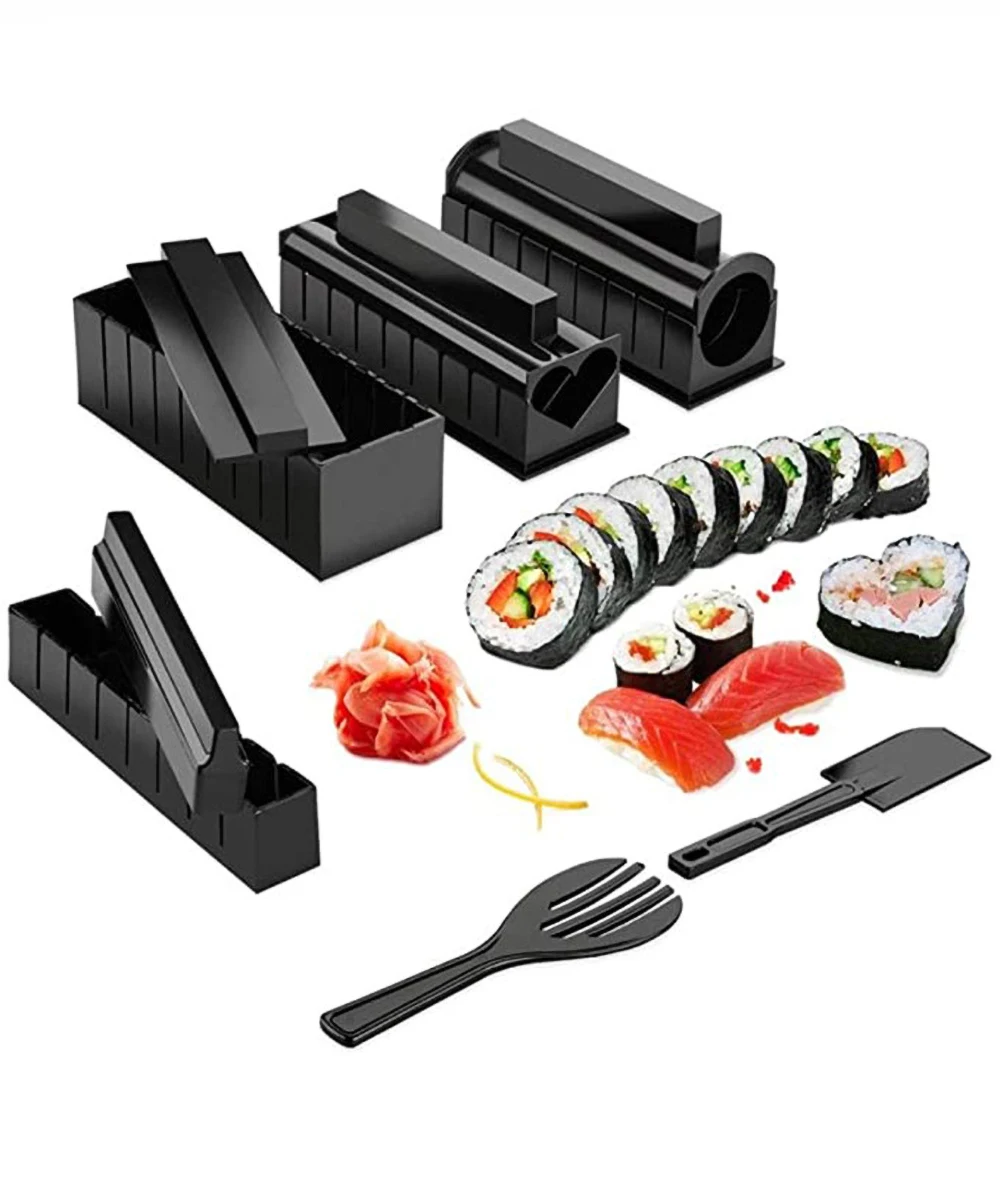 Iyounice 11pcs/set Sushi Maker Equipment Kit,japanese Rice Ball Cake Roll Mold  Sushi Multifunctional Mould Making Sushi Tools