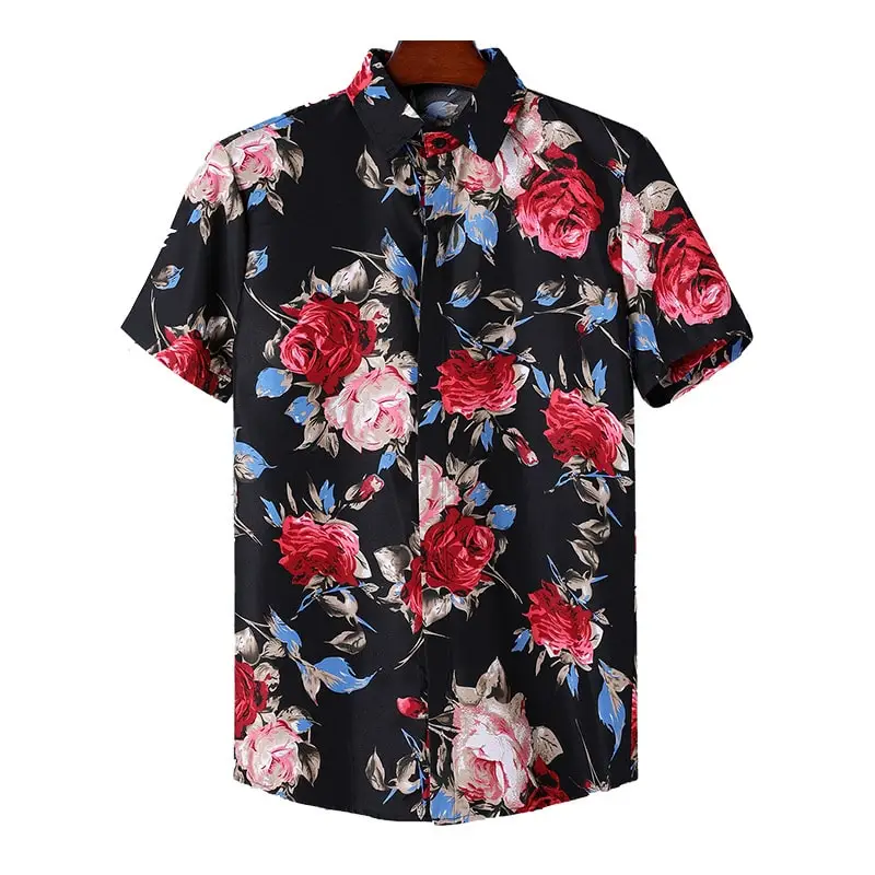 High Quality Men's Shirt Casual Beach Printing Mens Button Up Aloha ...