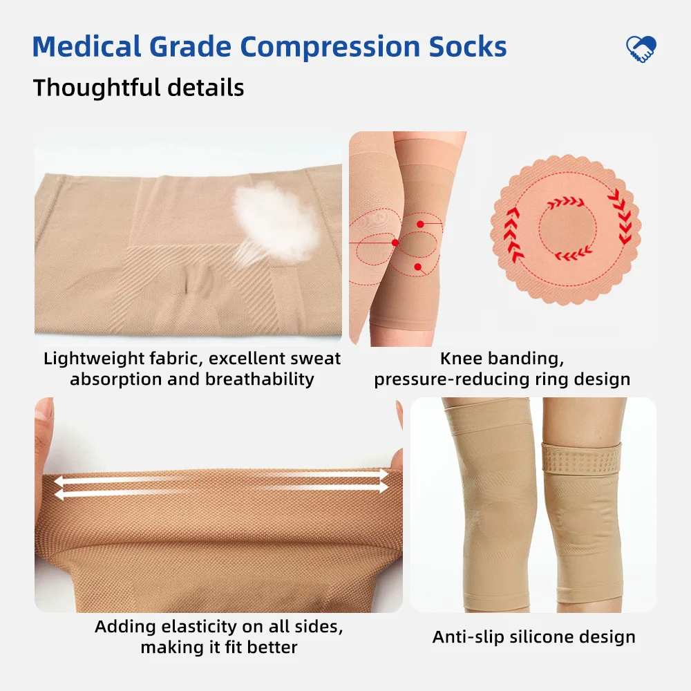Non-Slip Compression Stockings with Silicone Band - product detail 2