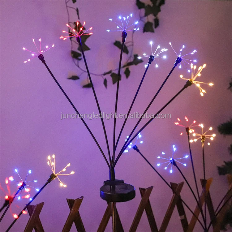 Outdoor Abs LED Security Fence Power Garden for Balcony Patio Color Changing RGB Starburst Swaying Solar Copper Wire Lights