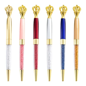 Creative Shiny Crown Metal Ballpoint Pen with Custom Logo Smooth Writing for Students and Office Signature