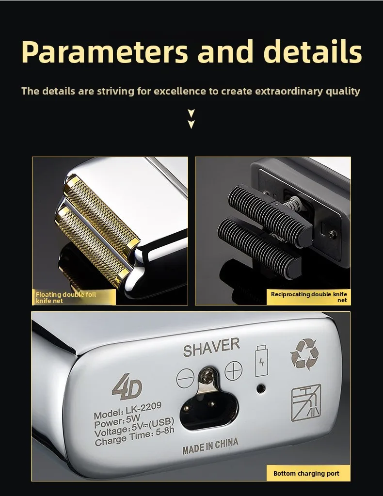 ANBOLIFE USB Electric Shaver with IPX4 Waterproof 600mAh Battery and 90 Min Working Time for Body and Face