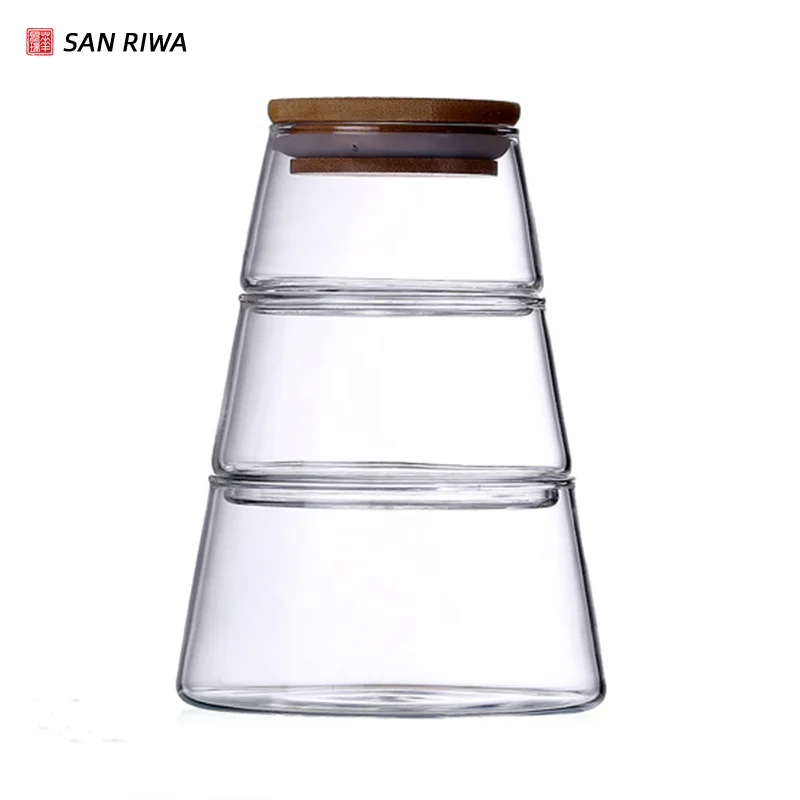 3 Tier/Level Stackable Pressed Jar with Lid - Nice for Cookie/Candy/Snack  Display Glass Container/Canister/Organizer/Apothecary Jar - China Glassware  and Glass Jar price