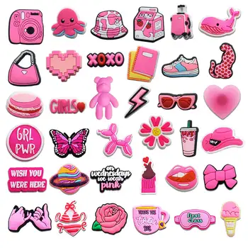Cute Pink Girl 's Cork Shoe Charm Removable Garden Shoe Button DIYBeach Shoe Accessories Party Accessories Cork Button