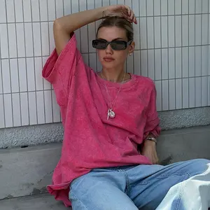 2024 Casual Female Clothing Hip Hop Retro Style Comfortable Loose Short Sleeve Cotton Washed T-Shirts Eco-Friendly for Women