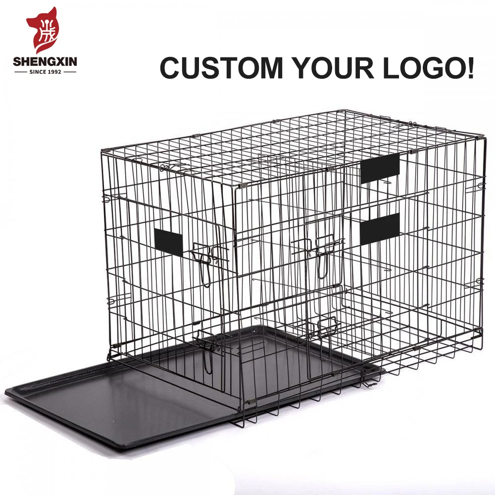 2022 New Design Custom Double Doors 48 Inch Metal Large Pets Crates Dog Cages