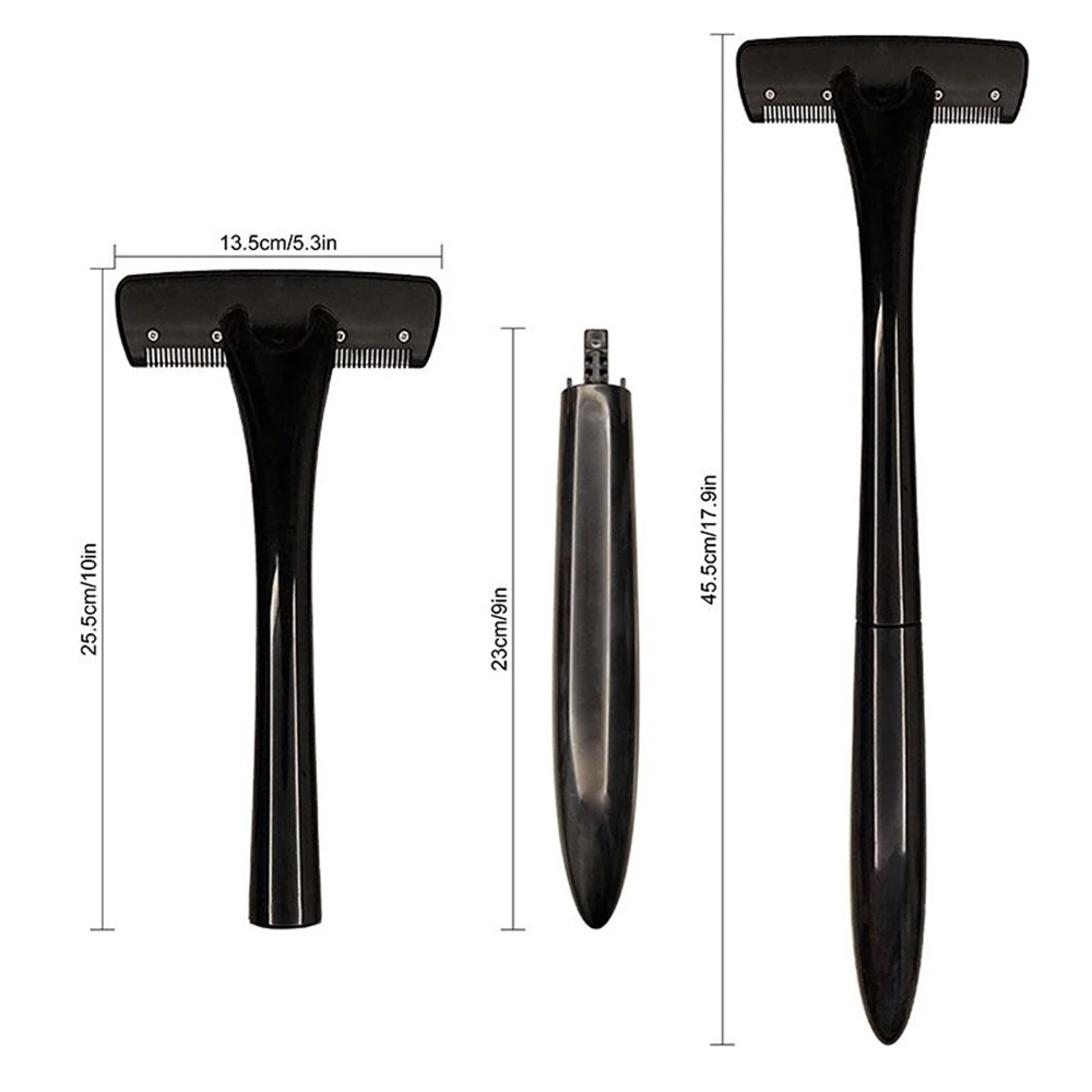 Manual Body Hair Removal Razor for Men Long Handle Back Shaver with Stainless Steel Blade Foldable Design