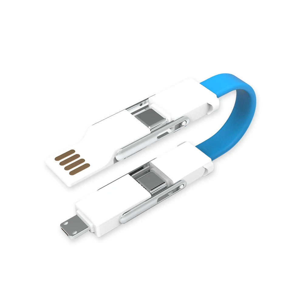 Mini Size Emergency Charging And Data Transfer Magnet USB A 8pin Type C Micro OTG 4 IN 1 Keychain USB Cable - ANKUX.COM