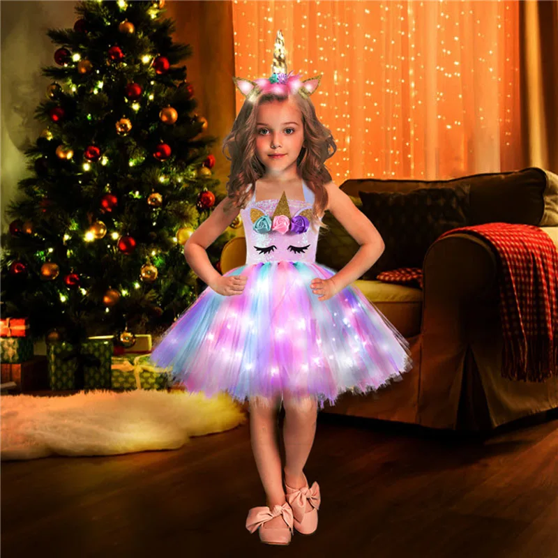 Niños Niñas Tutú Vestido Princesa Unicornio Arco Iris Cumpleaños Infantil vestidos Outfits HOT 