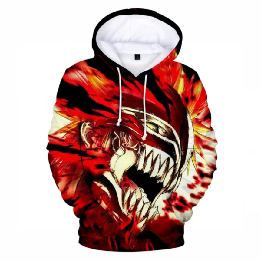 Anime Bleach Hoodie - Unisex 3D Print Pullover Hoodie with Big Pockets -  Wow Tshirt Store Online