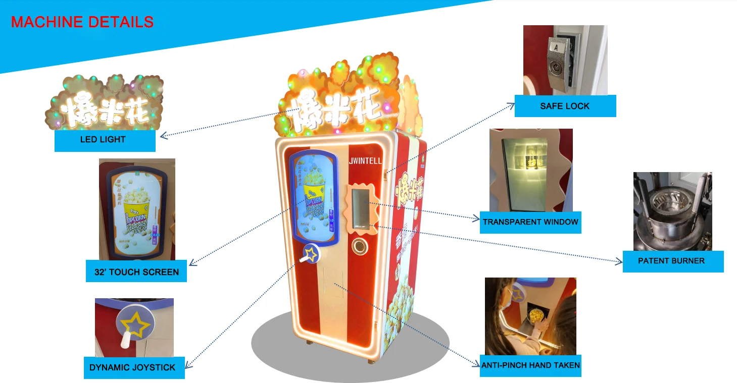 JWINTELL Three Flavor Popcorn Vending Machine