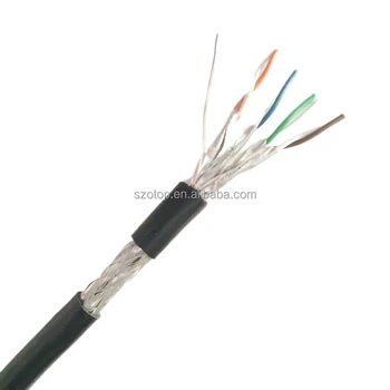 Indoor CAT6A SFTP 24AWG hdpe insulation 7x0.18MM multi strand shielded gigabit cat6a internet / network cable