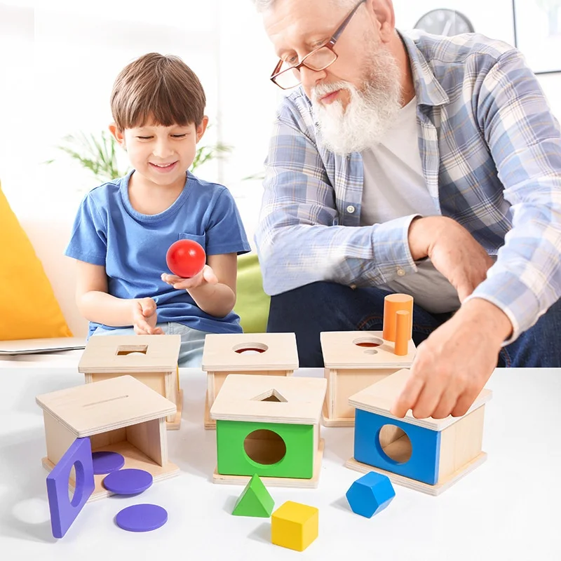 Montessori-geïnspireerd houten kleurenherkenningssorteerspeelgoed voor kinderen, geometrische vormenmatchend cognitief spel, natuurlijk hout leerhulpmiddel