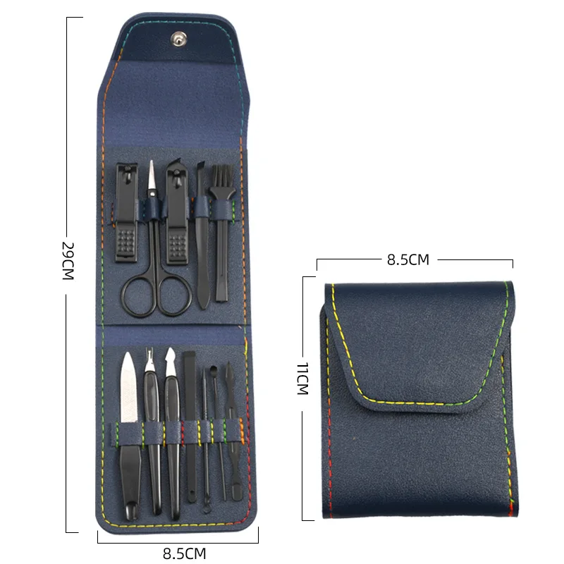 product factory direct selling luxury manicure set stainless steel black beauty set manicure tools417-1