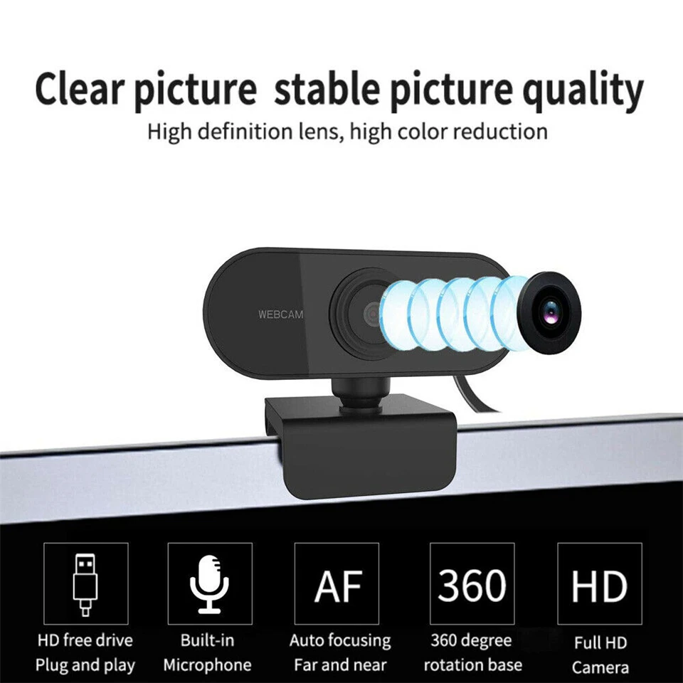1080P Full HD Mini Webcam with Microphone,Laptop Desktop Computer USB Web Cam Camera Gamer Live Video Call Conference Streaming