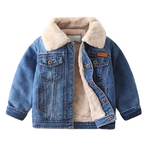 Stylish Kids Winter Denim Fleece Jacket Children's Warm Jeans Clothes Kids Winter Coats