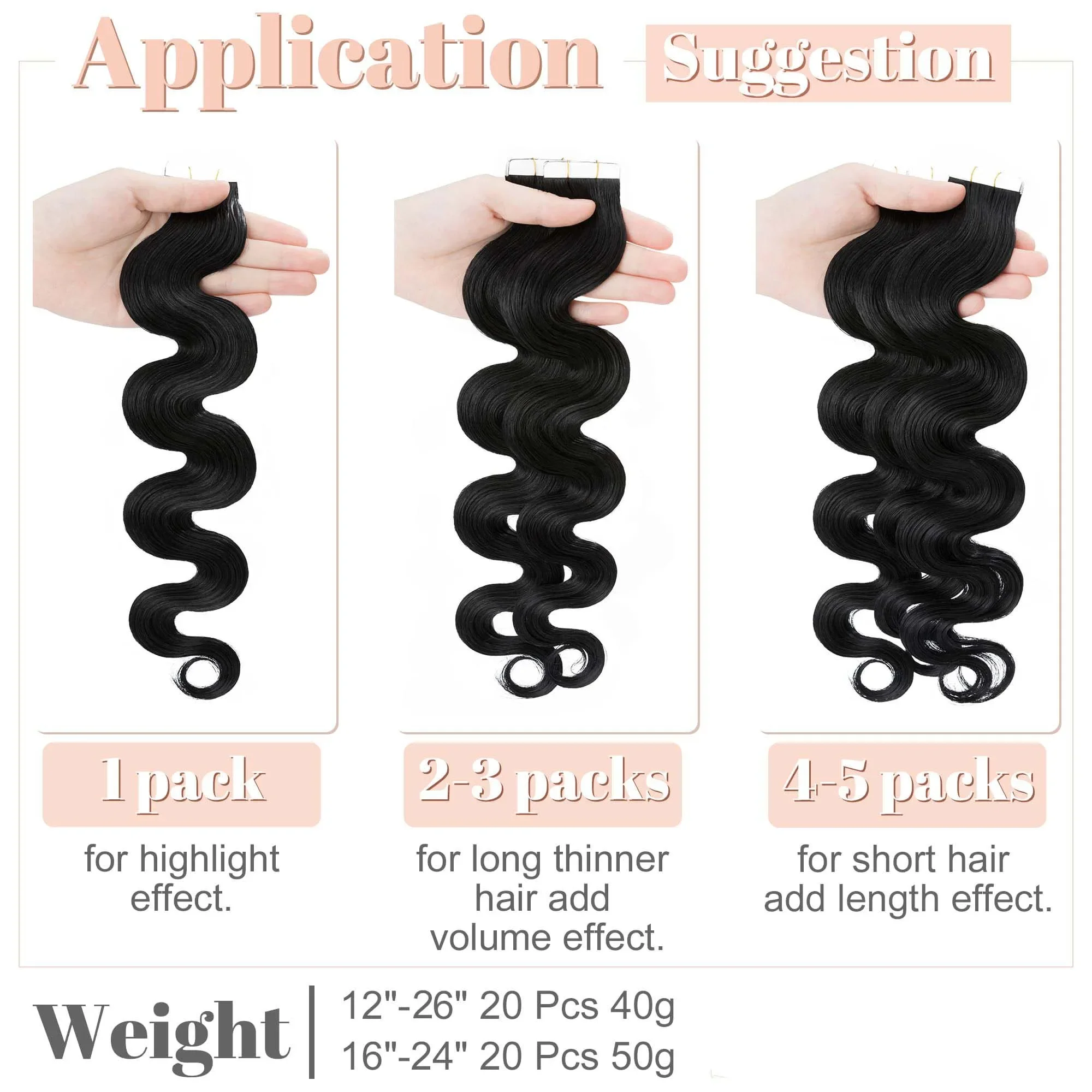 Ταινία Body Wave σε επεκτάσεις μαλλιών Remy Ανθρώπινη τρίχα χωρίς ραφές, φυσική τρίχα για γυναίκες_voghion.com