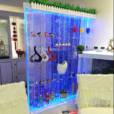 rectangle large acrylic customized size fish tank Aquarium Decorative LED lighting water flowing acrylic curtain wall