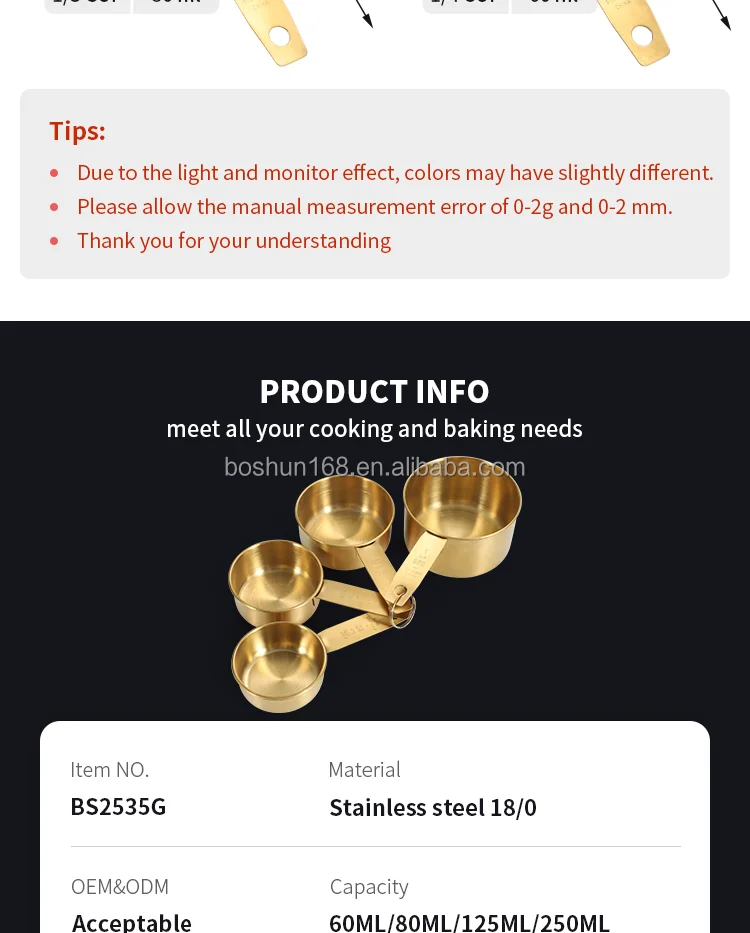 Factory Metal Measuring Scoop Set Kitchen Stainless Steel Rose Gold ...