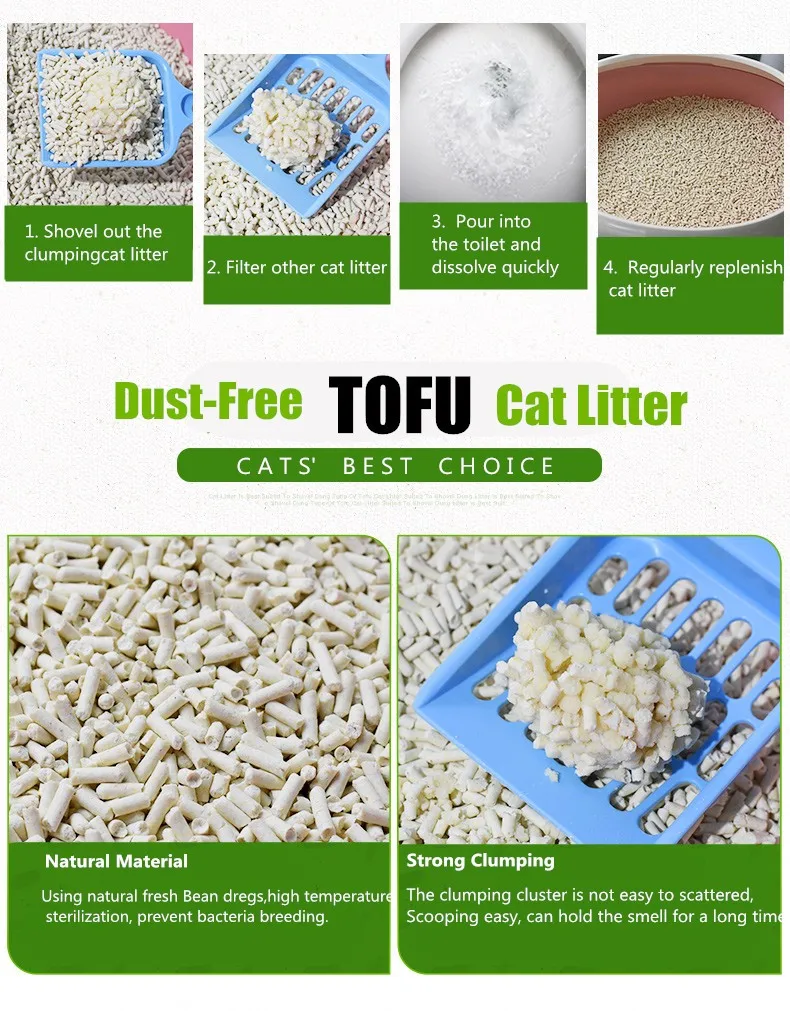 Chinese Factory Direct Wholesale Custom Logo Strong Odor Control Natural Plant Tofu Cat Litter