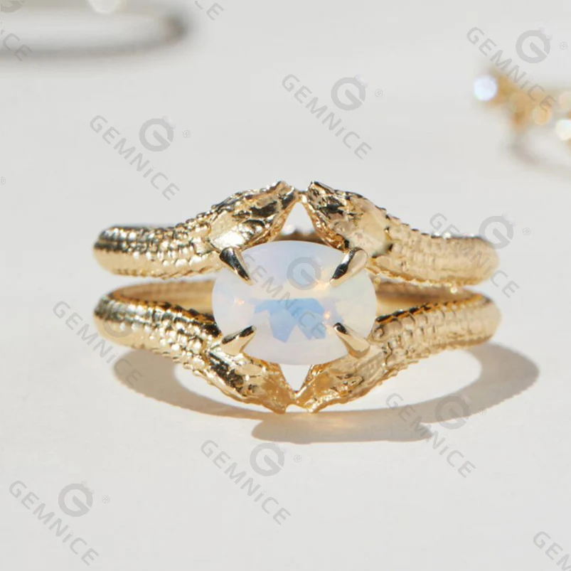 Gemnel Statement 925 Sterling Silver Minimalist 18k Gold Custom Opal