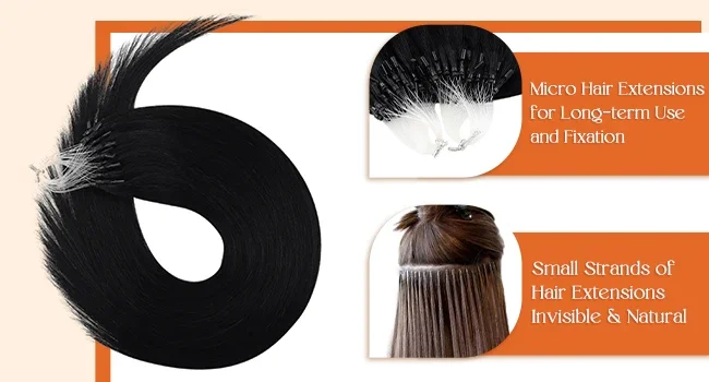 Laavoo Remy Micro Link Human Hair Extensions Natural Straight_voghion.com