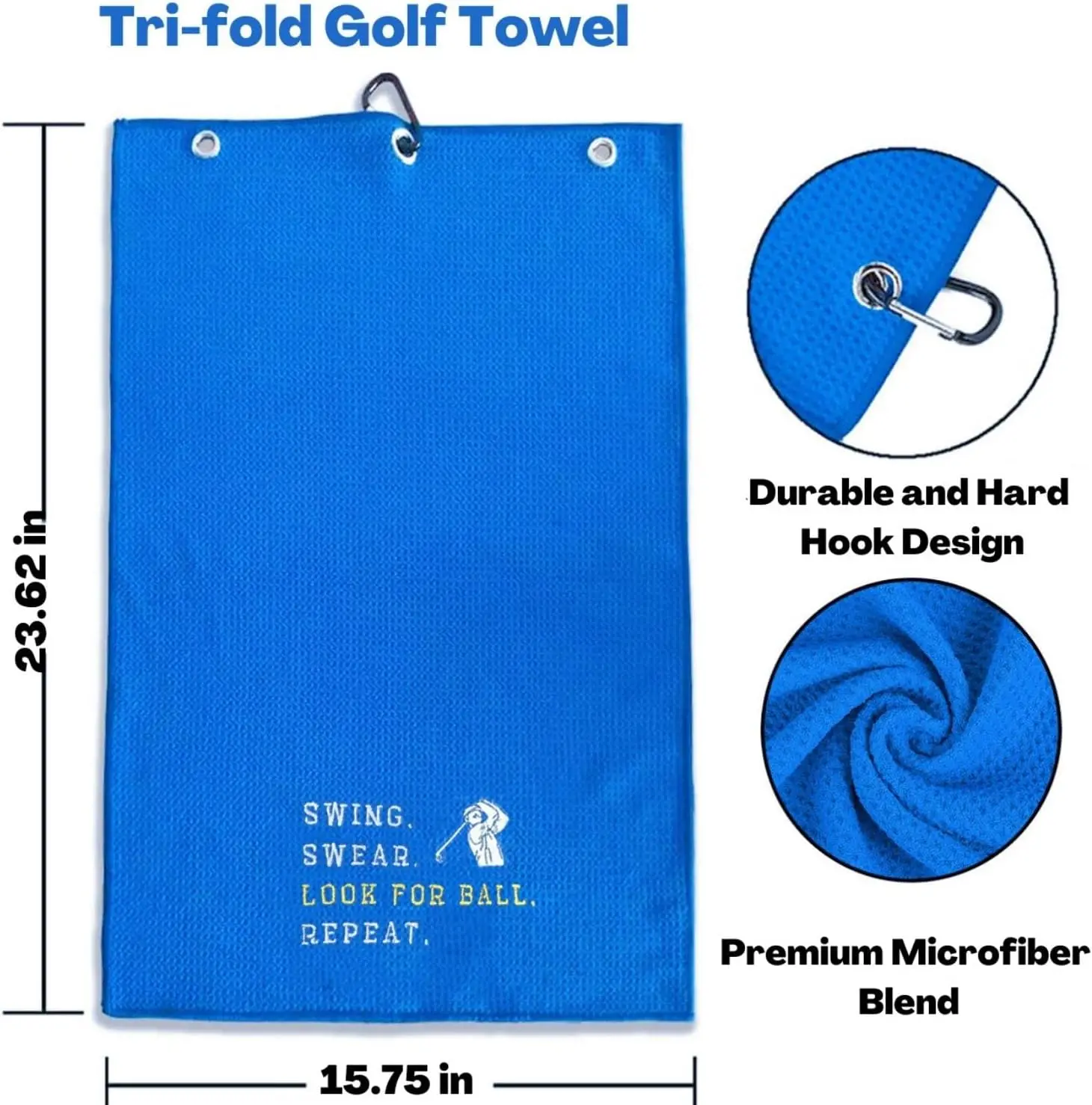 Customized Logo Printed Waffle Microfiber Golf Towel Eco-Friendly Quick-Dry Towel with Hook Sublimation Technique factory