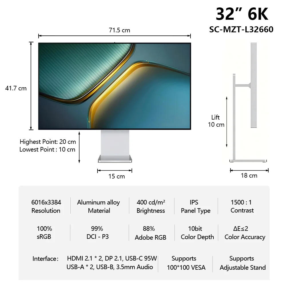 TCOIOR 32 Inch 6k Gaming Display - Wide Color Gamut & 144hz