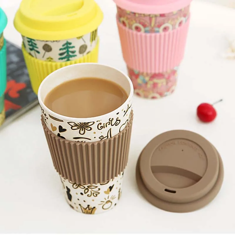 400ml Eco-friendly Bamboo Fiber Coffee Mug Travel Mug With Lid Portable ...