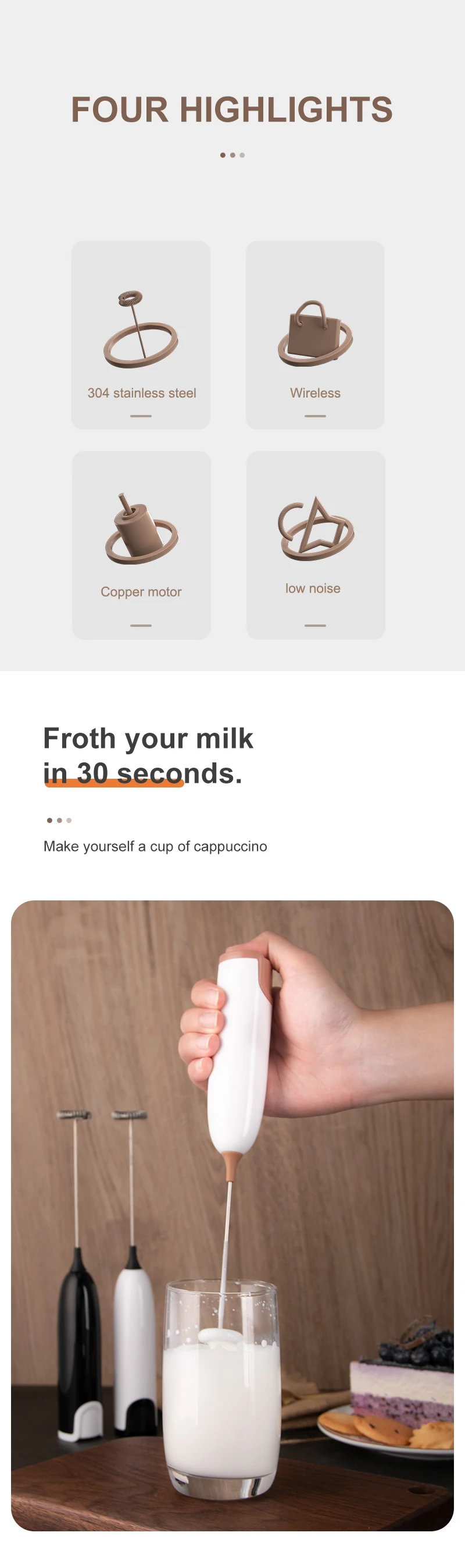 2023 Battery Operated Automatic Hand Milk Frother Drinks Electric Milk