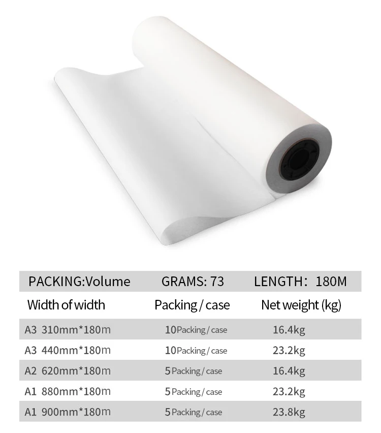 High Quality Cad A4 Tracing Paper For Printer Thin And Transparent 73gsm Tracing Paper Drafting