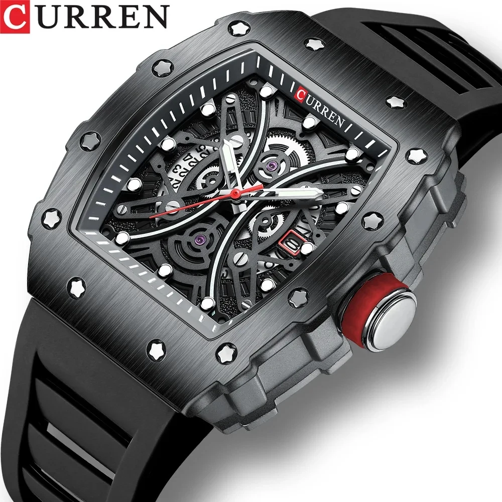 CURREN Orologio Da Uomo Modello 8329 - Quadrante Multi Fuso Orario, Data, Cinturino In Pelle Nero, Movimento Al Quarzo Giapponese, 48mm