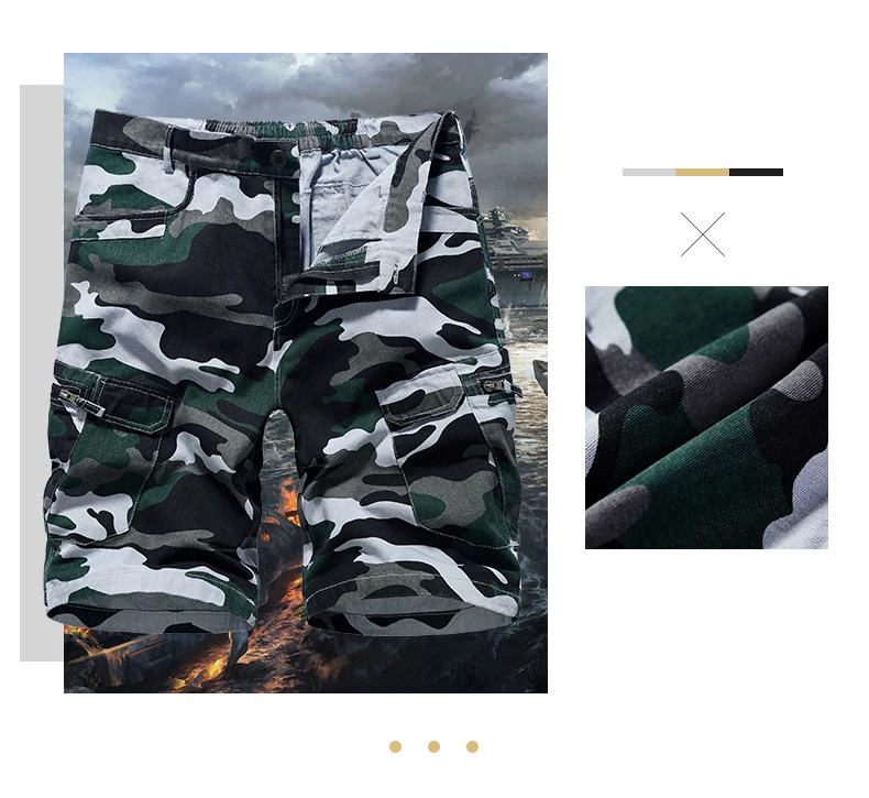 Tactical Casual Short Jeans Camouflage Men's S Men Short Pants Camo Multi Color Canvas Fabric Print Pattern Board692_voghion.com