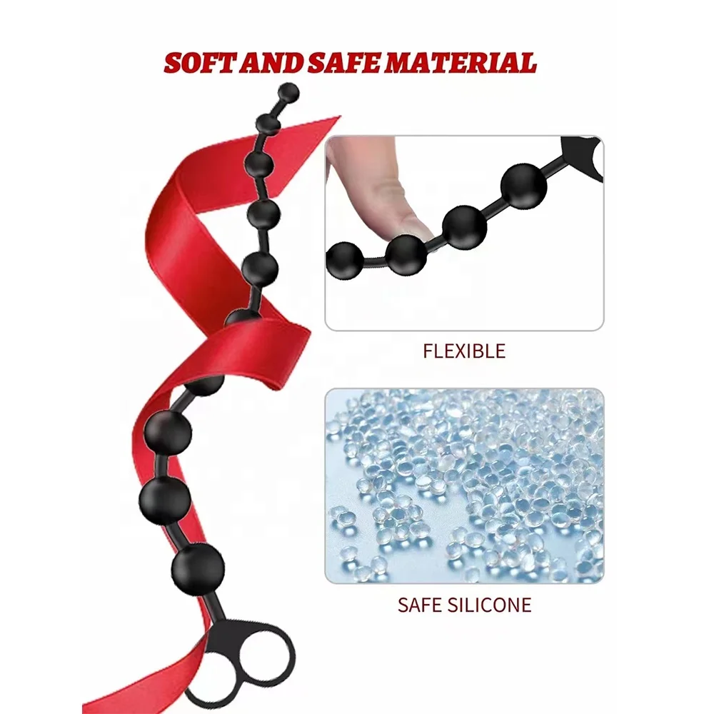 Long Anal Plug Silicone 10 Balls Anal Beads Graduated Design Chain Butt  Plug Anal Toys