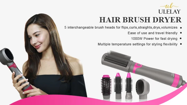 Multi-functional in Hot Air Brush Curling Interchangeable Hair  Straightener Professional Hair Dryer