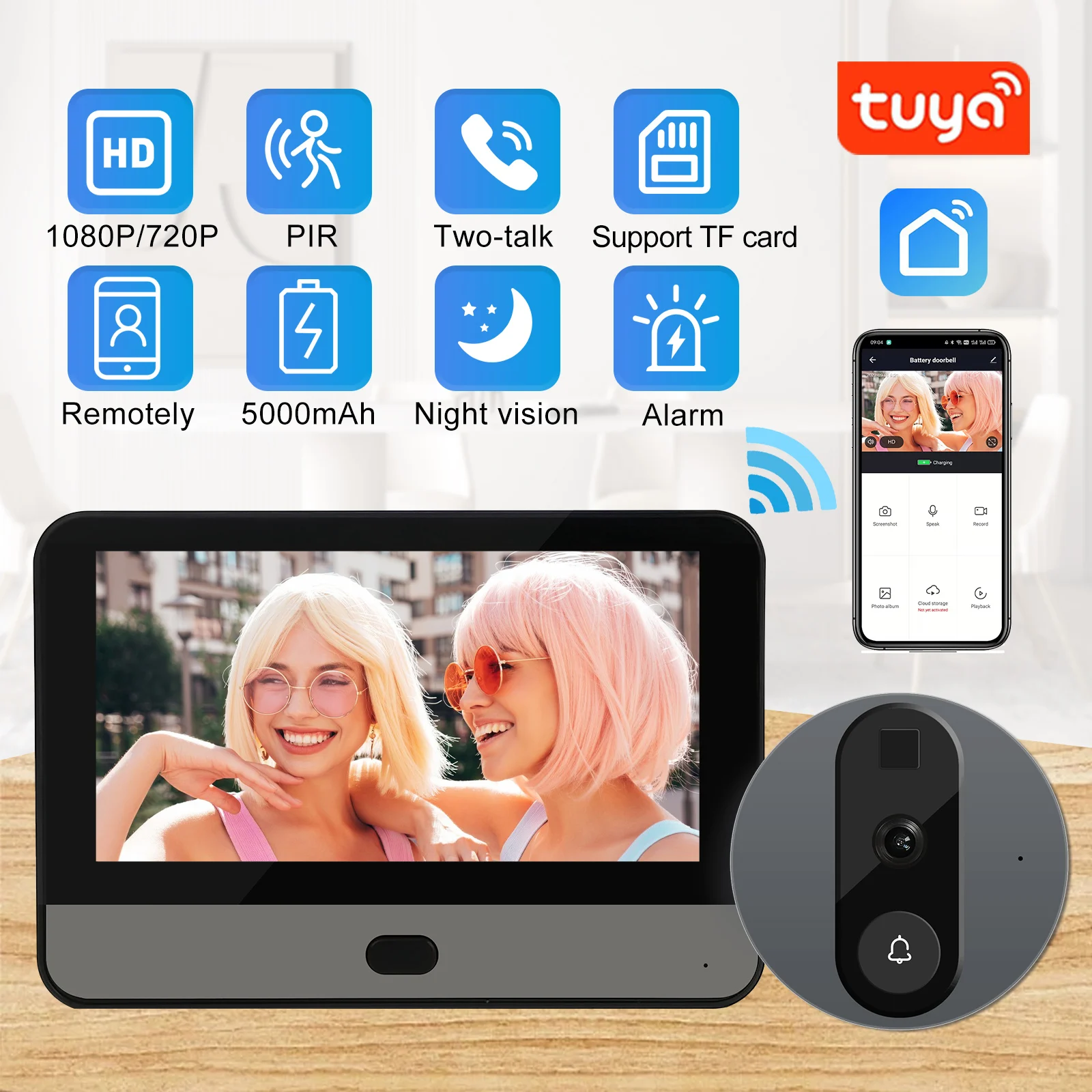 Smart Peephole Camera With 4.3" Display Digital Door Viewer Wide Angle