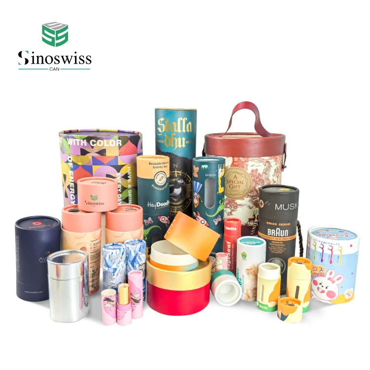 Custom Printed Modern Design Paper Tube Packaging Cylinder Cardboard Tube Cosmetic Packaging