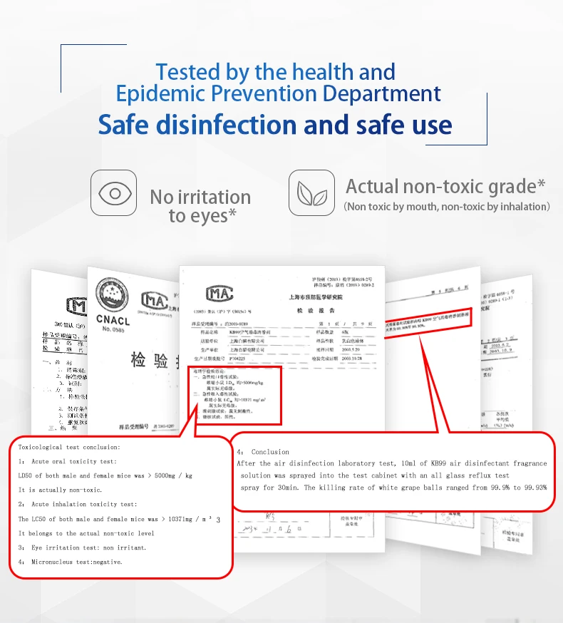 Tested by the health and Epidemic Prevention Department Safe disinfection and safe use