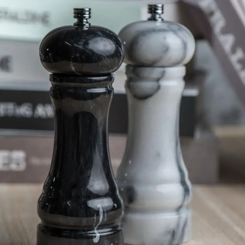 6 Inch Shape Marble Salt And Pepper Grinders Set Salt And Pepper Mills Shaker For Kitchen Buy