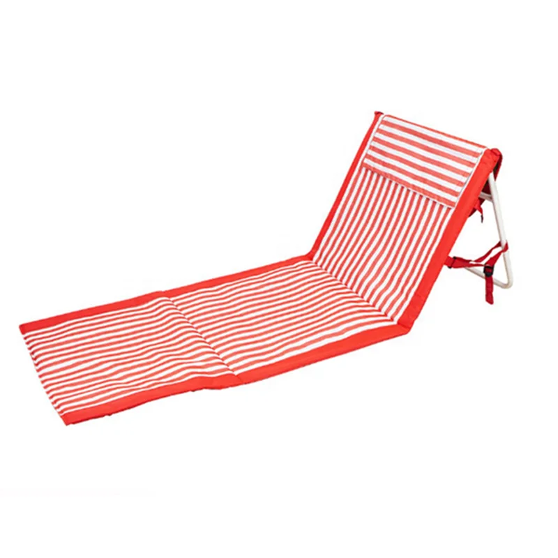 Folding Lounging Beach Chair Beach Mat With Backrest And Storage Bag