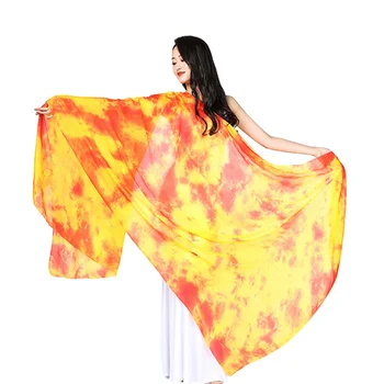 Wholesale Women's 100% Silk Belly Dance Veils and Hand Scarves Worship Flag Colorful Gradual Colors Church Dance Flags