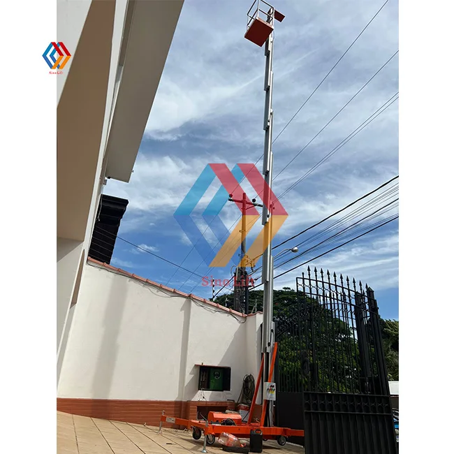 4-24 Meters Portable Aluminium Alloy Electric Hydraulic Single Mast Lift Telescopic Hydraulic Lift for Painting Work