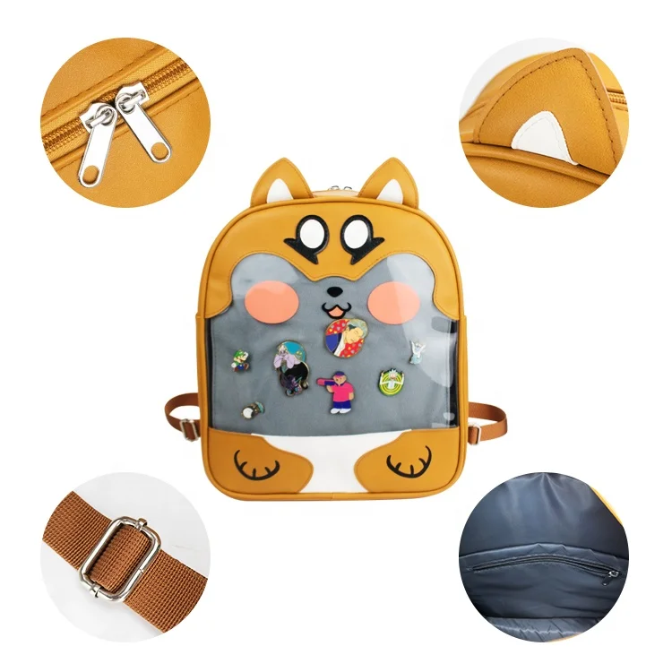 Custom Shape Pu Leather Itabag Backpack Insert Display Window Pin Ita Bag