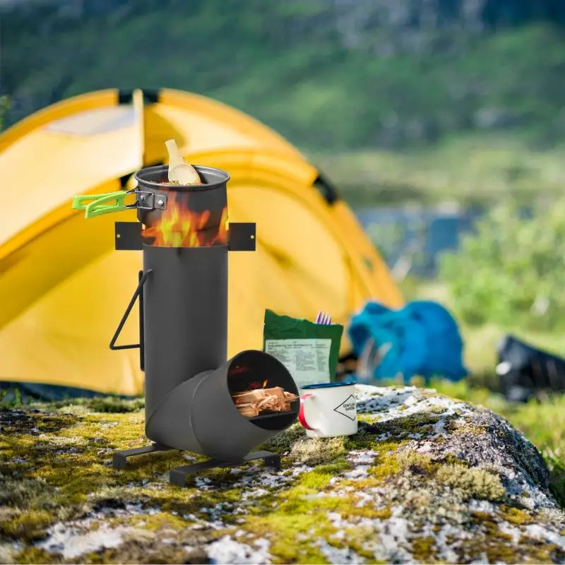 Source JH-Mech Tent Outdoor Camping Wood Pellet Wood Burning BBQ Rocket Stove  Biomass on m.alibaba.com